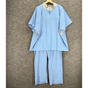 Cardinal Health Endura Scrub Set Women 2XL Blue Short Sleeve Zipper Straight